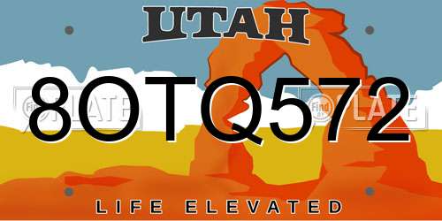 8OTQ572 Utah License Plate