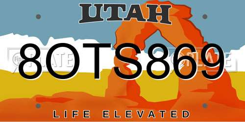 8OTS869 Utah License Plate