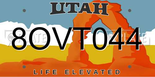 8OVT044 Utah License Plate