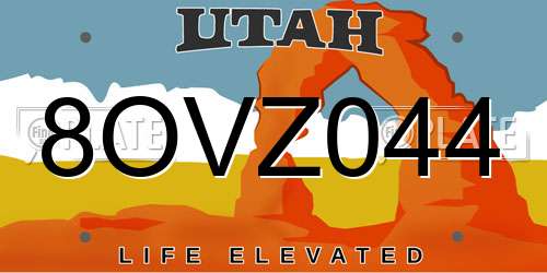 8OVZ044 Utah License Plate