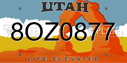 8OZ0877 Utah License Plate