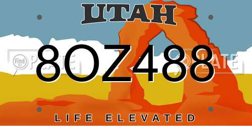 8OZ488 Utah License Plate