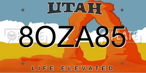 8OZA85 Utah License Plate