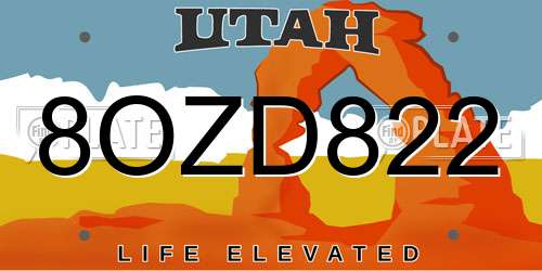 8OZD822 Utah License Plate