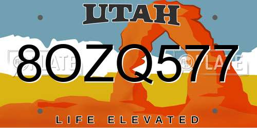 8OZQ577 Utah License Plate