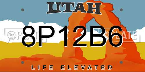 8P12B6 Utah License Plate