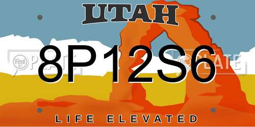 8P12S6 Utah License Plate