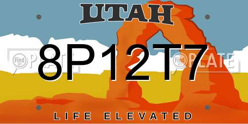 8P12T7 Utah License Plate