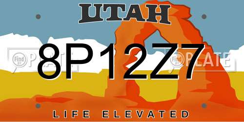 8P12Z7 Utah License Plate