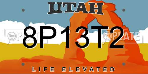 8P13T2 Utah License Plate