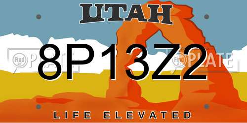8P13Z2 Utah License Plate