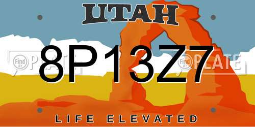 8P13Z7 Utah License Plate