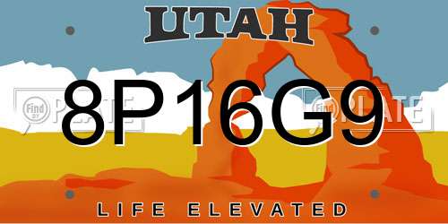 8P16G9 Utah License Plate