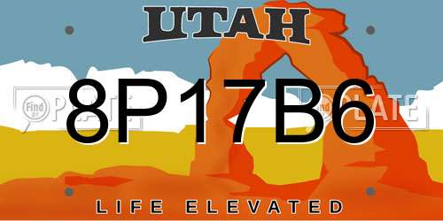 8P17B6 Utah License Plate