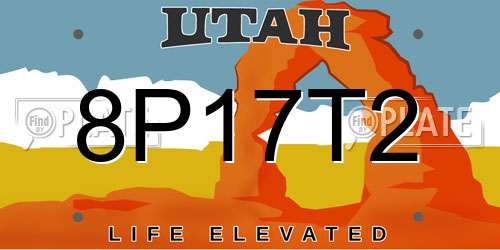 8P17T2 Utah License Plate