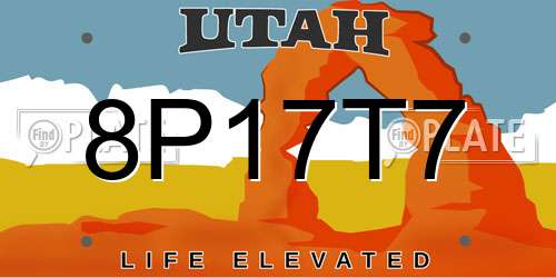 8P17T7 Utah License Plate