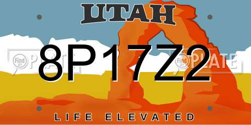 8P17Z2 Utah License Plate