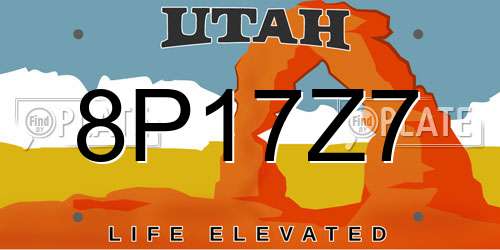 8P17Z7 Utah License Plate