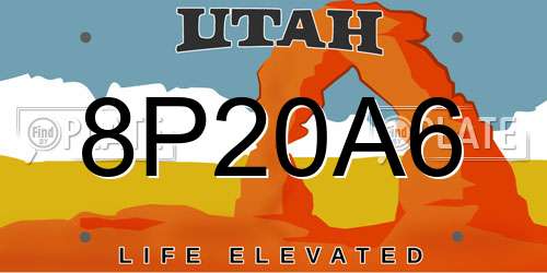 8P20A6 Utah License Plate