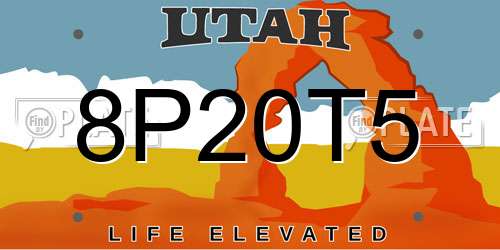 8P20T5 Utah License Plate