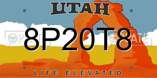 8P20T8 Utah License Plate