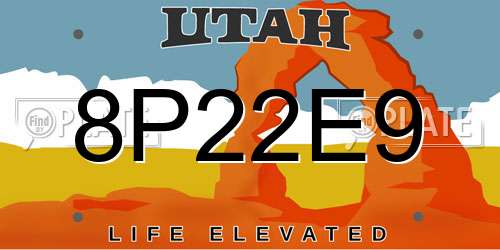 8P22E9 Utah License Plate