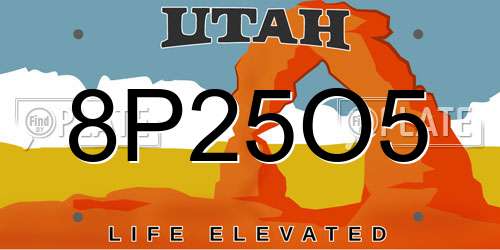 8P25O5 Utah License Plate