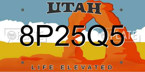 8P25Q5 Utah License Plate