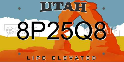 8P25Q8 Utah License Plate