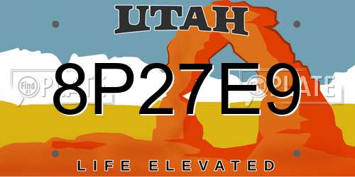 8P27E9 Utah License Plate