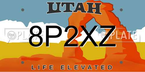 8P2XZ Utah License Plate