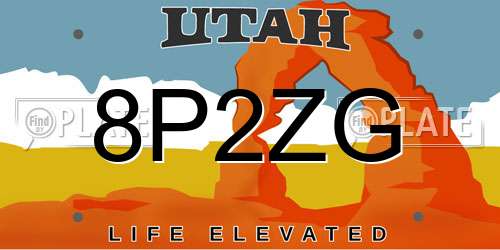 8P2ZG Utah License Plate