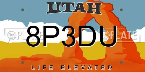 8P3DU Utah License Plate