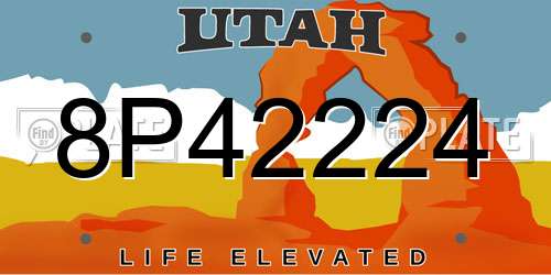 8P42224 Utah License Plate