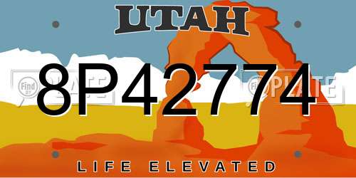 8P42774 Utah License Plate