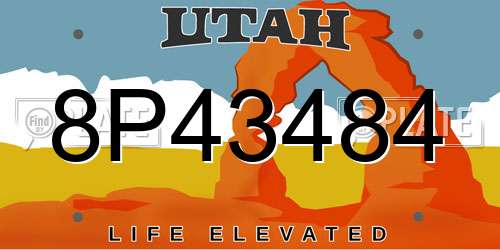 8P43484 Utah License Plate