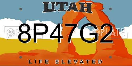 8P47G2 Utah License Plate