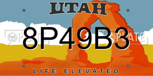 8P49B3 Utah License Plate