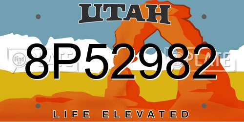 8P52982 Utah License Plate