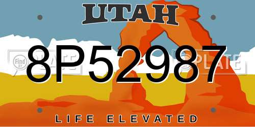 8P52987 Utah License Plate