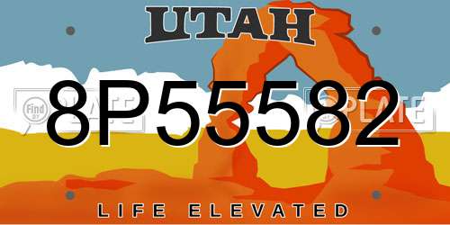 8P55582 Utah License Plate