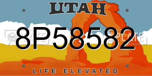8P58582 Utah License Plate