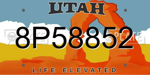 8P58852 Utah License Plate