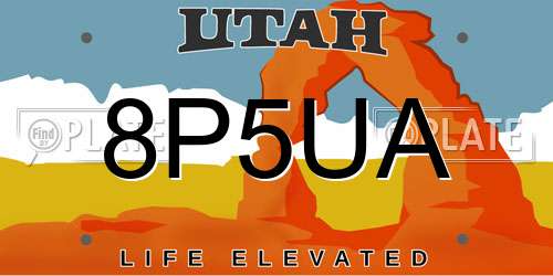8P5UA Utah License Plate