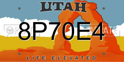 8P70E4 Utah License Plate