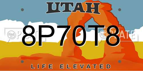 8P70T8 Utah License Plate