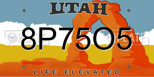 8P75O5 Utah License Plate