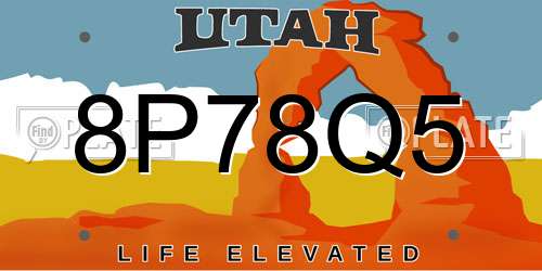 8P78Q5 Utah License Plate