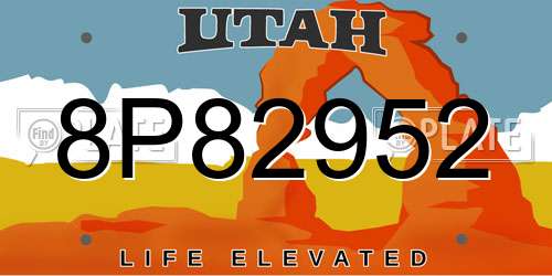 8P82952 Utah License Plate