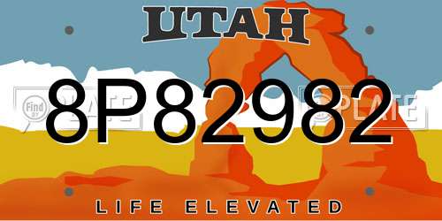 8P82982 Utah License Plate